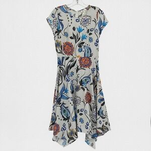 Weston Gray/Blue Floral Midi Dress | Women’s S Polyester Spandex